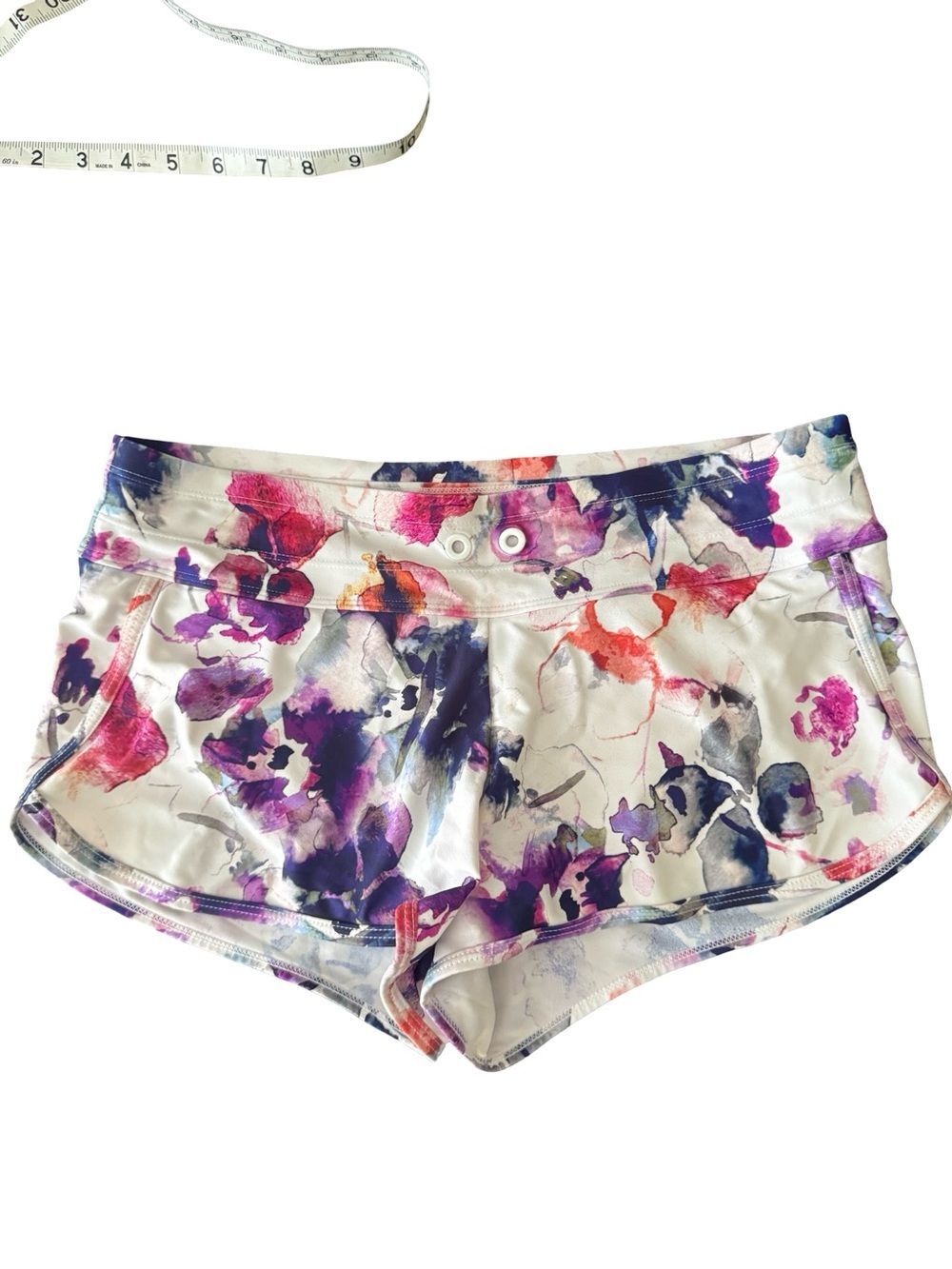 Athleta Kata Swim Board Shorts Watercolor Floral Bikini Lined Small